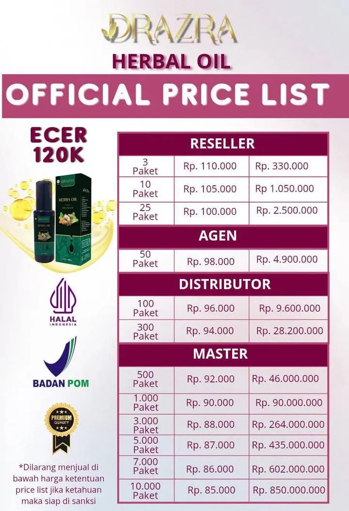 Price list resmi Herba Oil